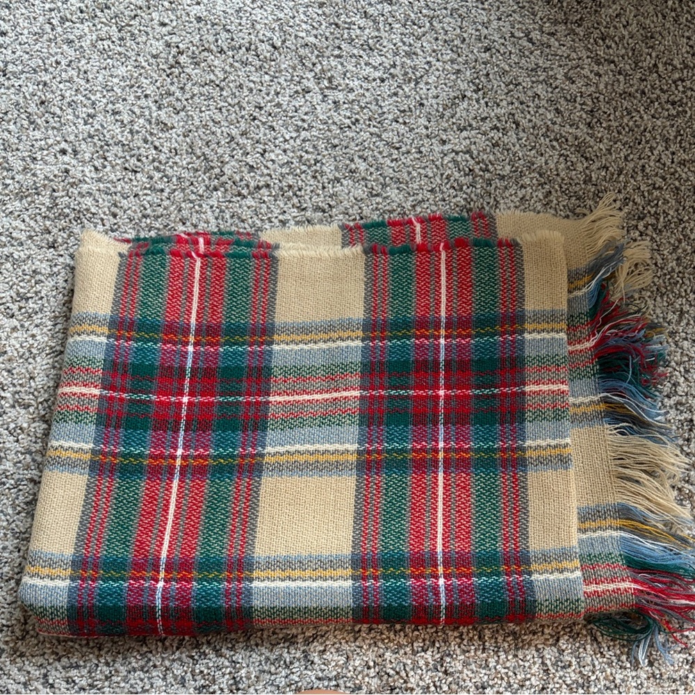 Plaid Fringe Scarf